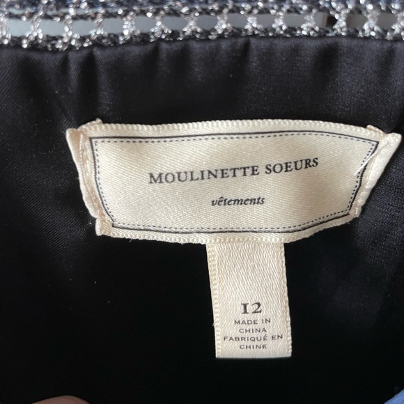 Navy and Silver Chiffon and Tweed Anthropologie Dress - Picture 5 of 5